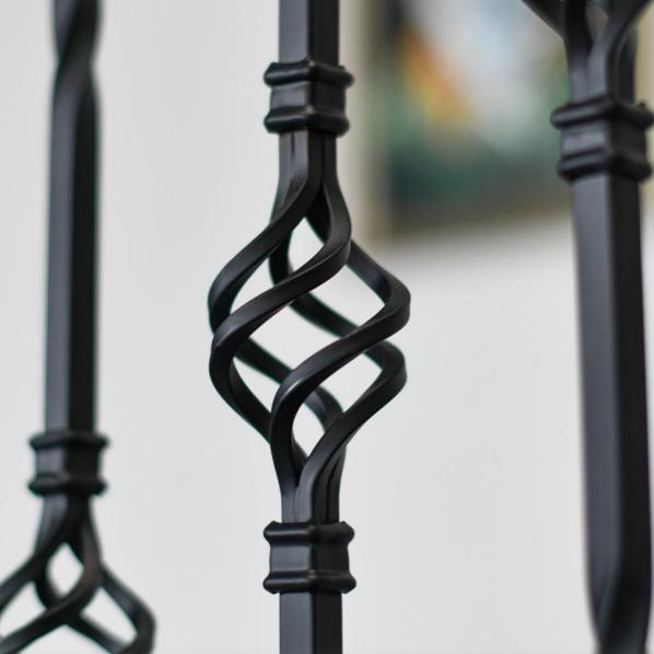 Black/White Wrought Iron Stair Post Decorative Spindles Solid Baluster Metal Railings Stair Balcony