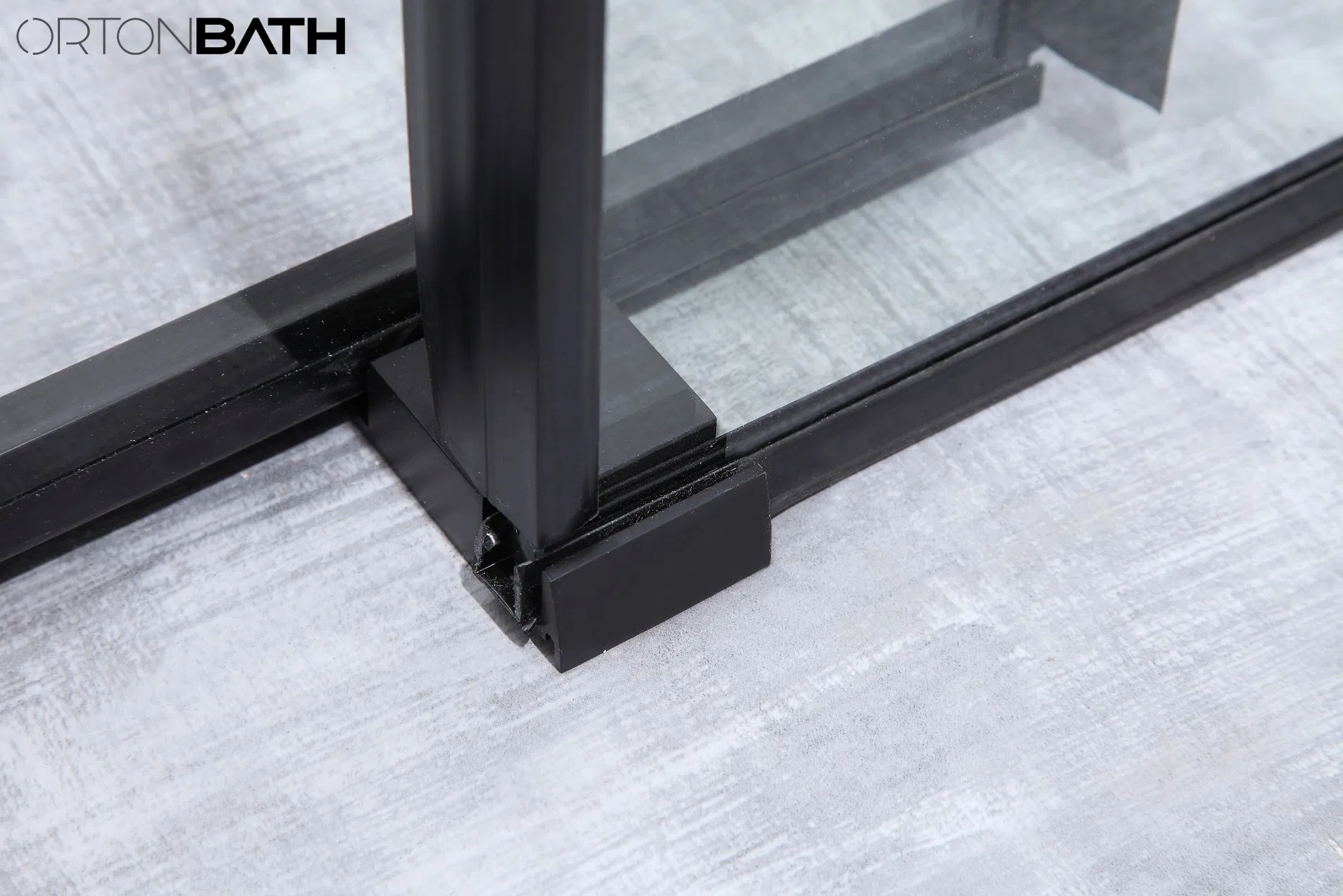 Ortonbath Frameless Matte Black Single One Side Two Sliding Door Simple Bathroom Tempered Shower Door Screen Room Cubicle Cabin Glass Shower Enclosure