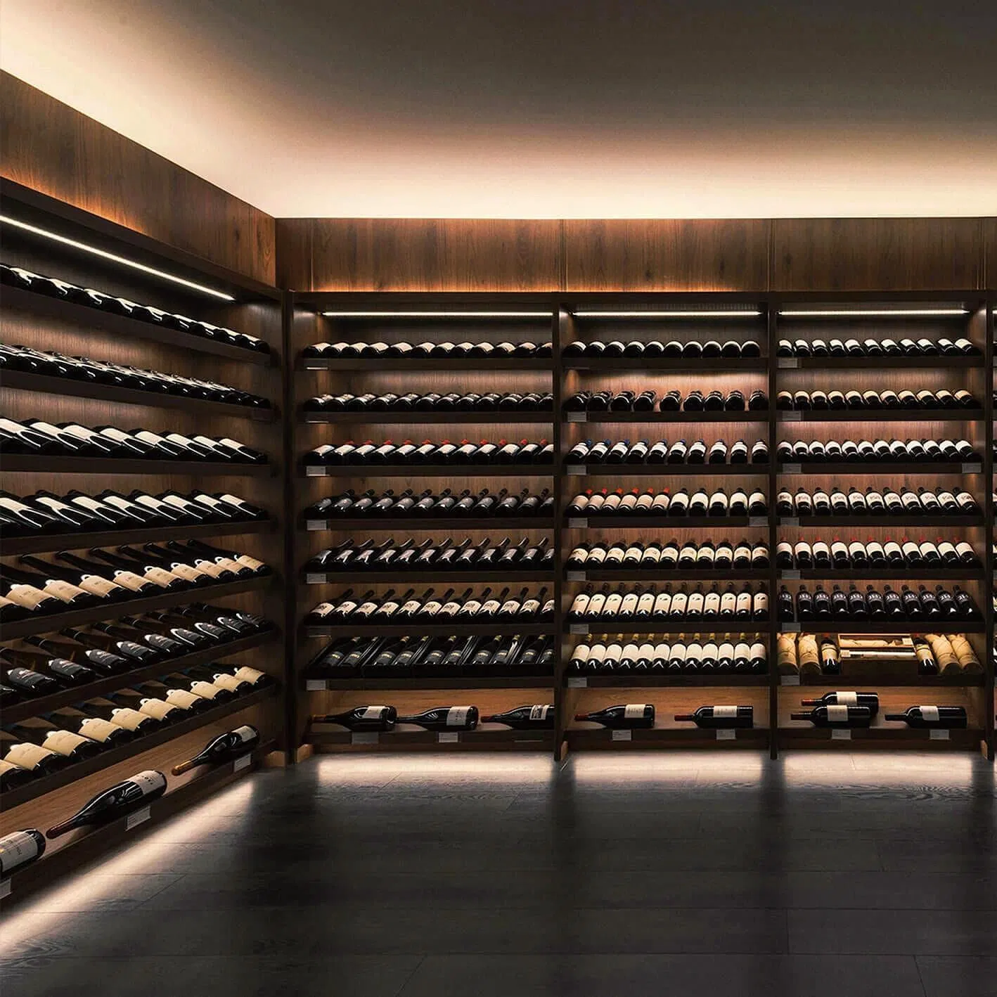 Premium Custom Walk-in Wine Cellar in North American Black Walnut
