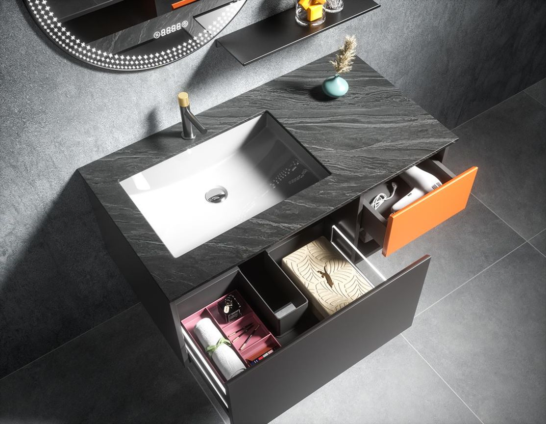 1000mm Wall Hung Stainless Steel Bathroom Vanity Unit with Bath Mirror Ssv6150