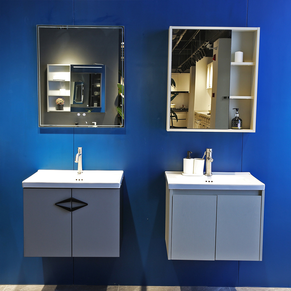 French Style Wall Mounted Modern Slate Countertop Bathroom Vanity Unit with Vessel Sink