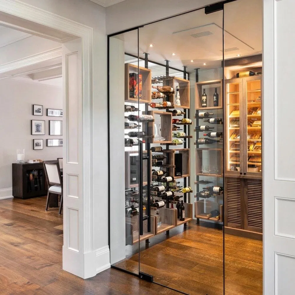 Luxury Walk-in Wine Cellar with Durable Stainless Steel Features