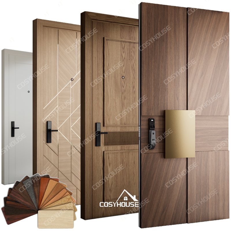 High Security Anti-Theft Solid Wood Entrance Door with 3-Point Locking