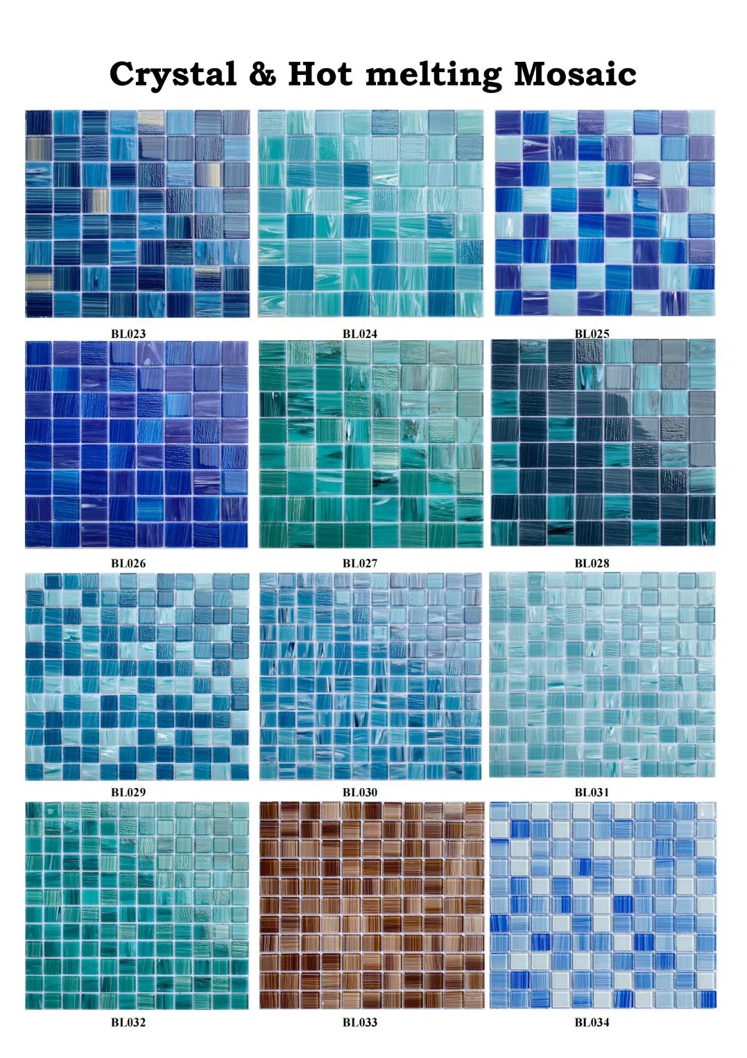 Building Material Various Types Swimming Pool Hot-Melting Floor Tile Glass Mosaic