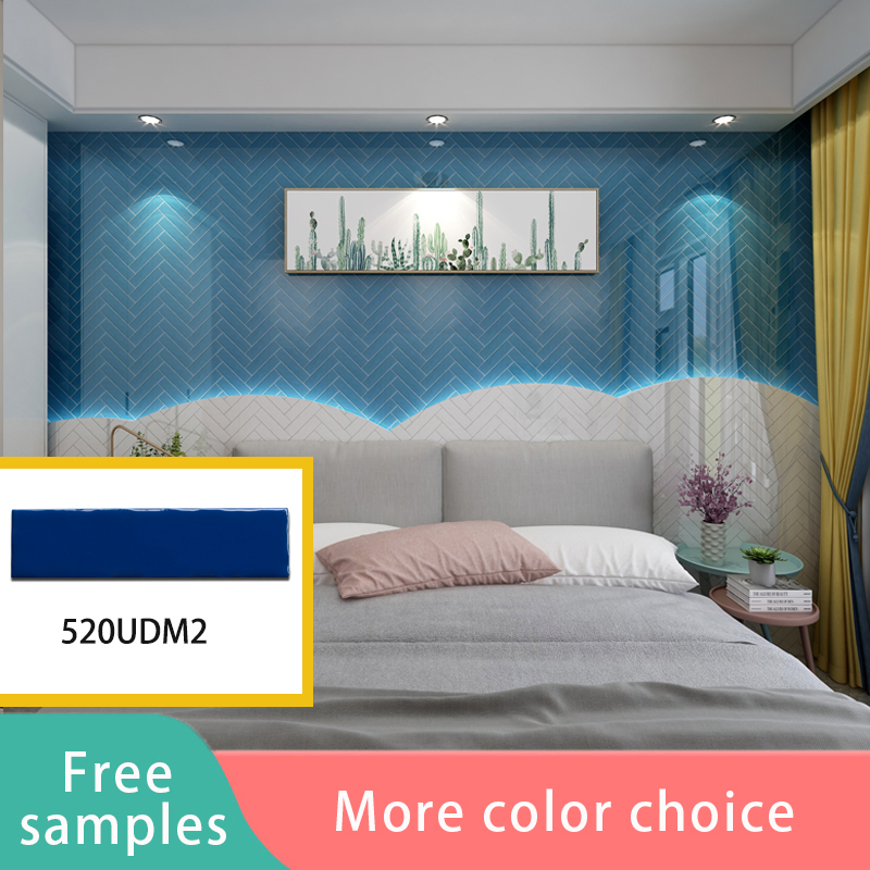 50X200mm Navy Blue Decorative Ceramic Subway Tiles Handcraft Wall Tile