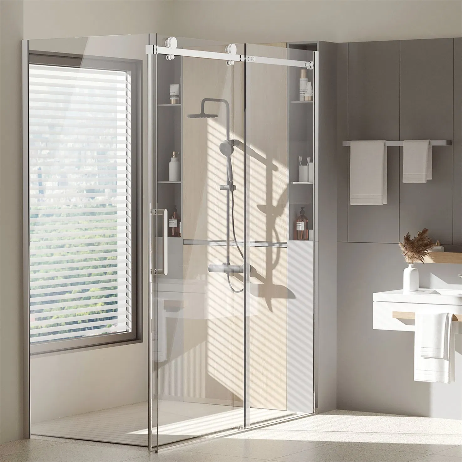 Shower Room Glass Doors Tempered Glass Shower Screen Shower Enclosure Frame and Frameless