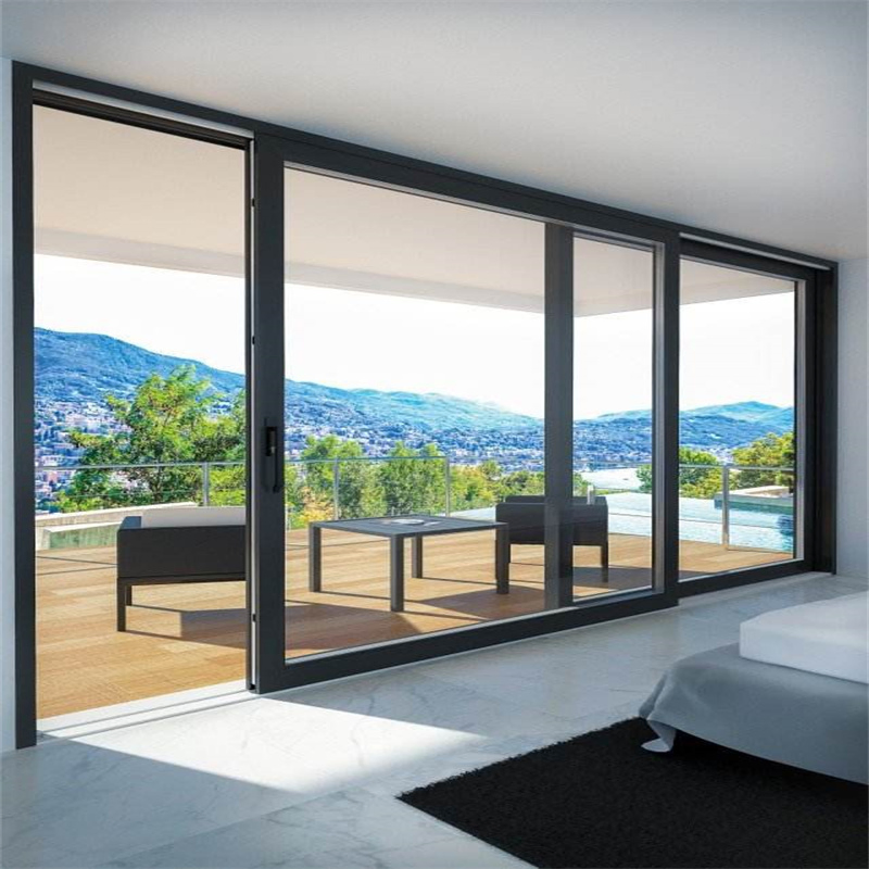 Custom Made Balcony Patio Heavy Duty Double Tempered Glass Noiseless Sliding Doors System Exterior Interior Glass Aluminum Door
