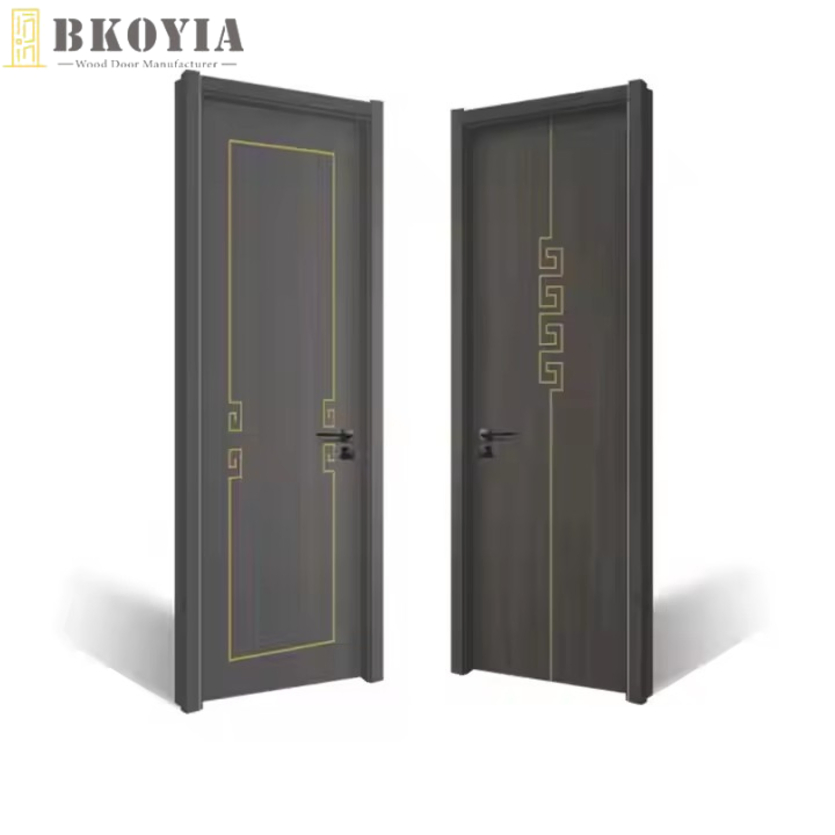 Solid Wood Modern Indoor Residential Interior Doors Waterproof Polished Panel for Bedroom Manual Opening Method