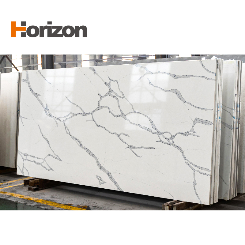 Horizon Wholesale Factory Price Calacatta White Kitchen Island Countertop Artificial Stone Quartz Stone