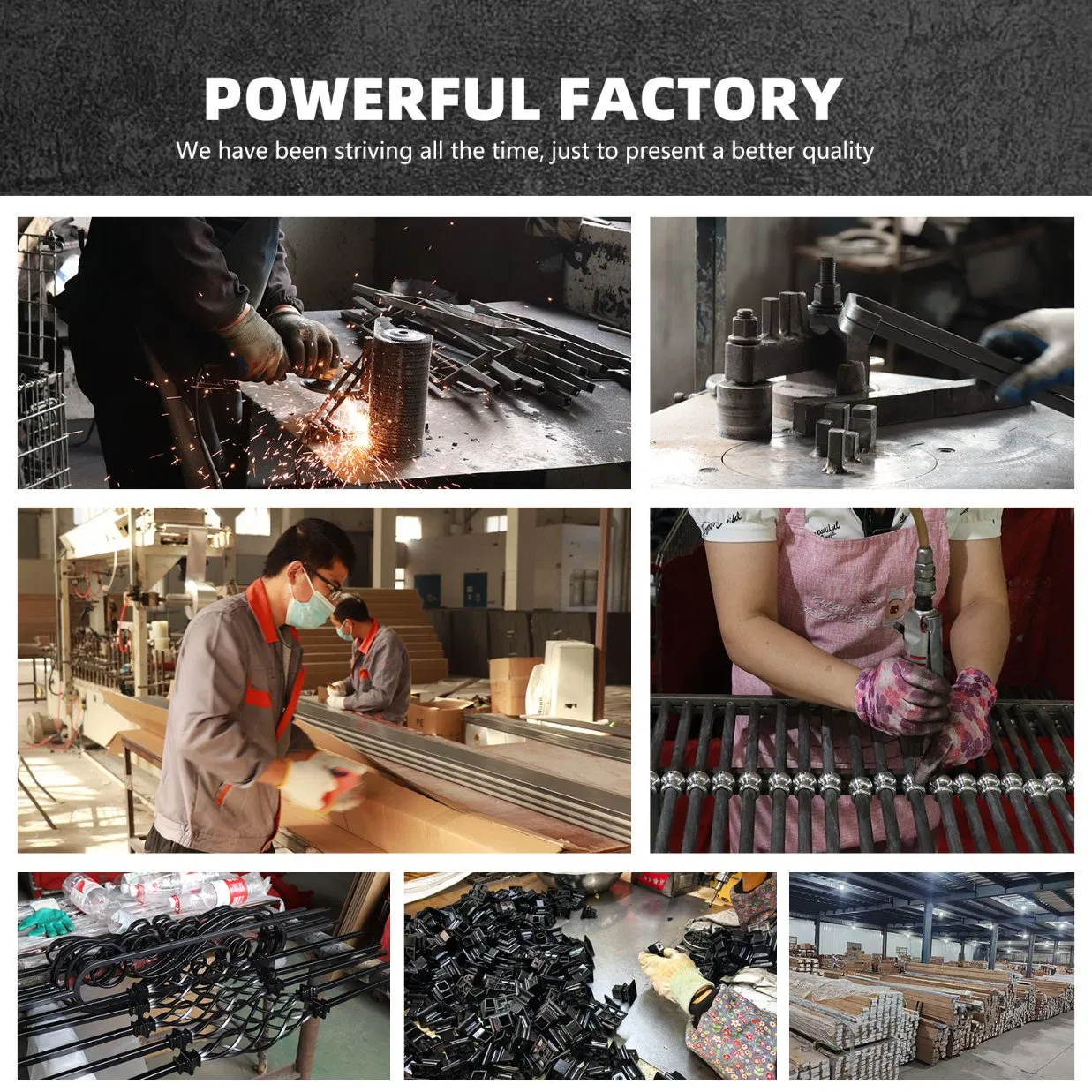 Black/White Wrought Iron Stair Post Decorative Spindles Solid Baluster Metal Railings Stair Balcony