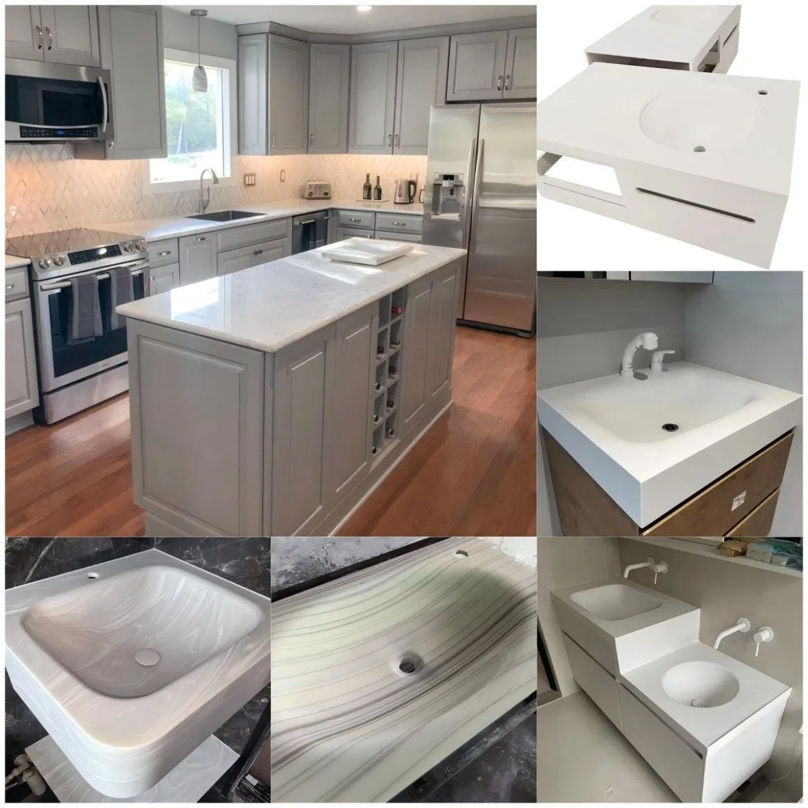 Factory Wholesale Countertops in Quartz Corian Solid Surface Granite Terrazzo Kitchen Island with Stove Top Kitchen Top Cabinets Kitchen Counter Top