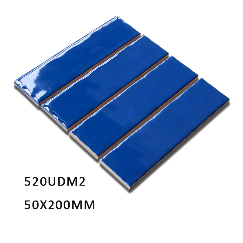 50X200mm Navy Blue Decorative Ceramic Subway Tiles Handcraft Wall Tile