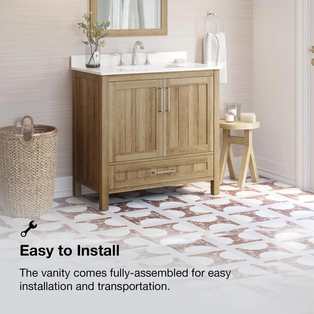 Contemporary White Oak Freestanding Bathroom Vanity Unit for Modern Homes