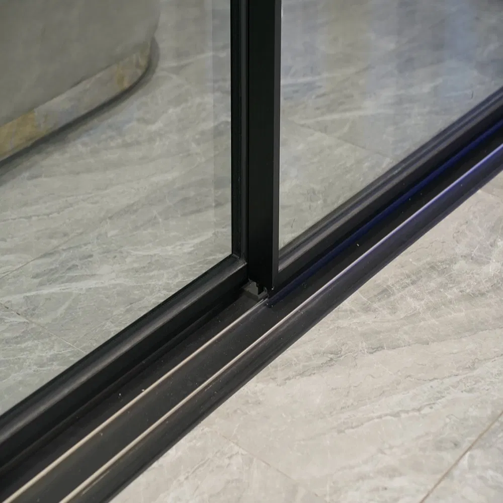 Double Tracks Aluminium Sliding Door for Living Room, Bedroom, Interior, Hotel, Building Glass Door Aluminium Frame Awning Door Broken Bridge System