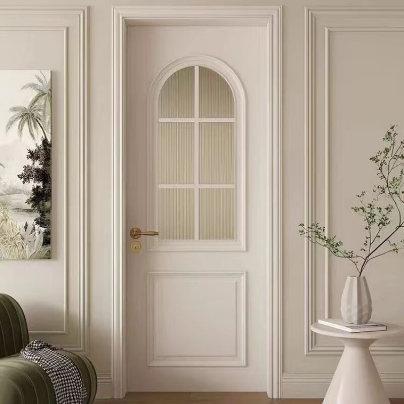 Unique Designer Interior Double Solid Wood Wooden Front Courtyard Gate Color Arch Entrance Door