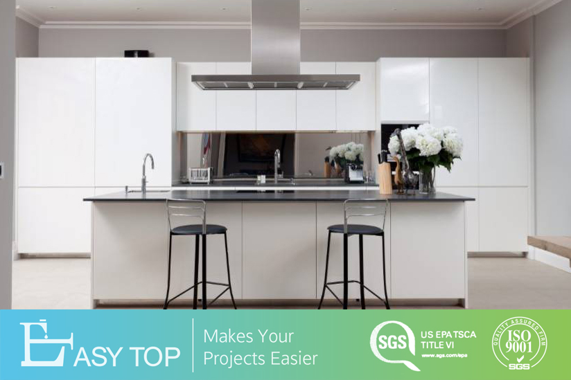 Modern Simple Design MDF Board Wooden Complete Kitchen Units with Precut Quartz Countertop