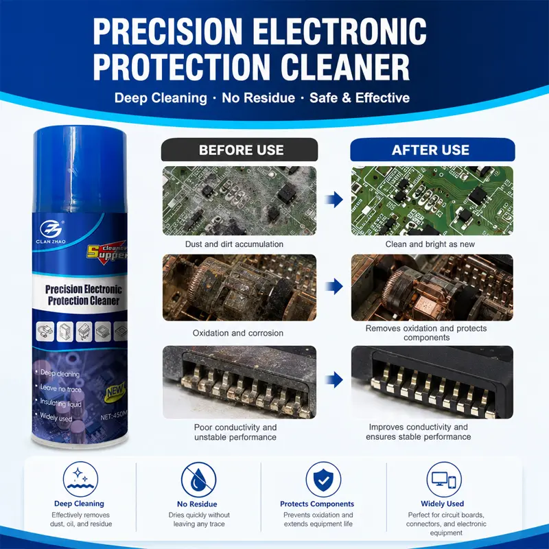 Precision electronic cleaner that removes flux and dust safely