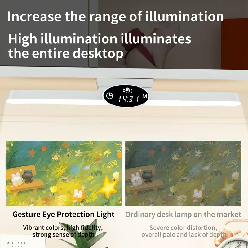 Led Rechargeable Light-emitting Diode 1200mA Clock Desk Lamp Pen Holder Eye-protecting Reading Timer Touch Desk Lamp for Readers