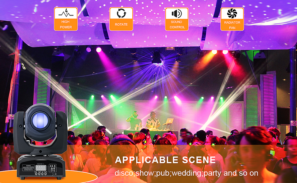 EU Warehouse Duty Free 60W LED Moving Head Spot Light 8 Gobos 8 Colors DMX512 Professional Stage Lighting for DJ Disco Party
