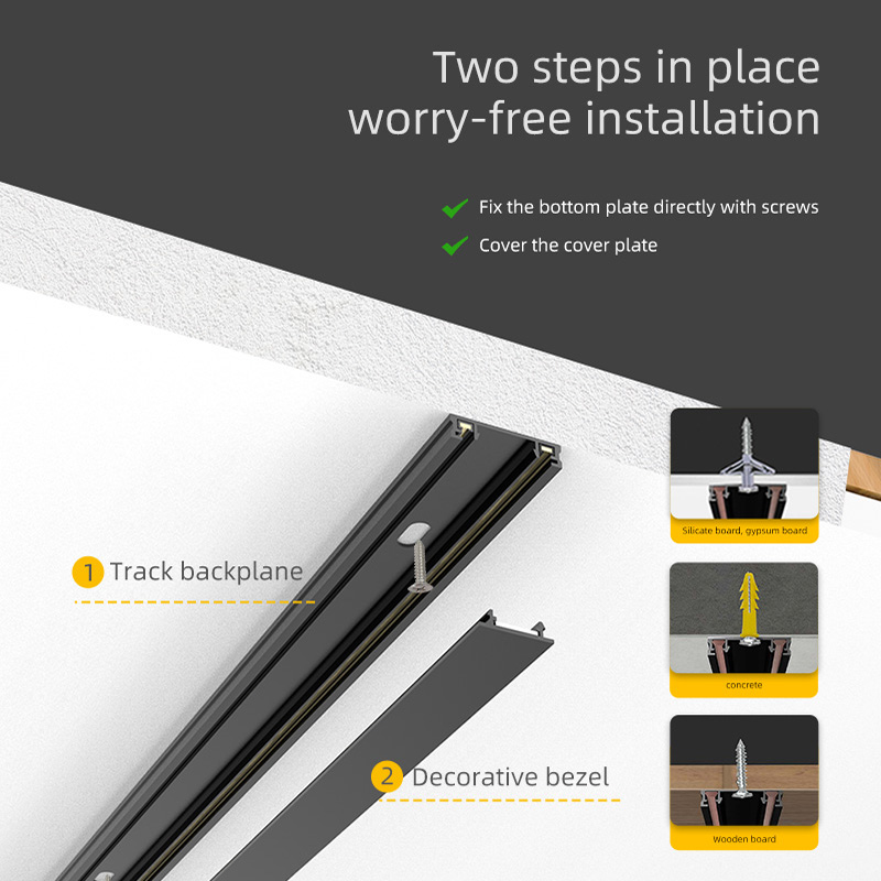 Aisilan ultra Thin Magnetic Track Smart Dimming DC48v Low Voltage Safty Magnetic Track Light Track Lamp