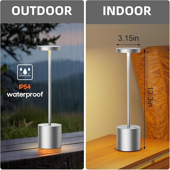 USB Cordless Table Lamps Rechargeable Portable Battery Operated 3 Color Stepless Dimming LED Table Light for Bar Restaurant