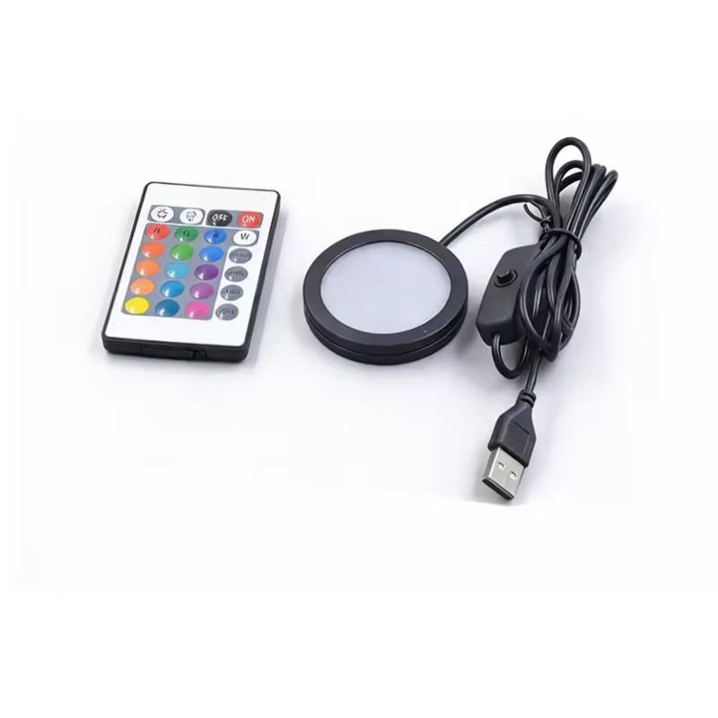 RGB LED Puck Lights with Remote for Bambu 3d Printer Led Light Kit 001 Round Cabinet Light DIY Puck Lamp Dimmer Switch
