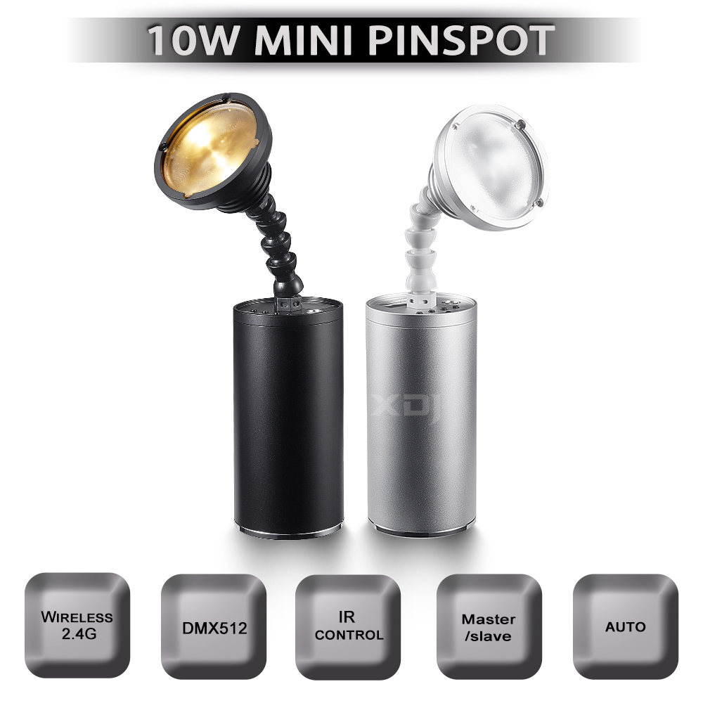 20pcs 10W LED Mini Magnetic Pin Spot Light with Remote Control &amp; Case, Wireless Zoom for DJ Wedding Event