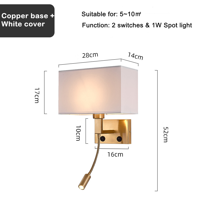 Factory Direct Supply Hotel Engineering Hotel Bedroom Bedside Wall Lamp Modern Aluminum LED Home Reading Lamp