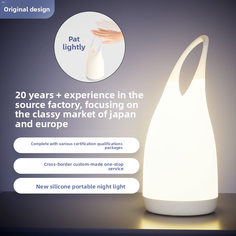 High-End Modern Rechargeable LED Warm White Touch-Type Plastic Portable Bedside Lamp Night Light Moon Atmosphere Mini Bedroom