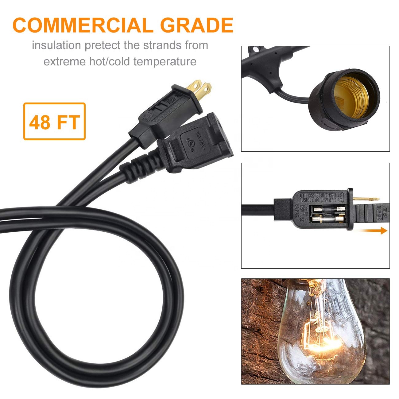 Hot Sale Decorative Outdoor Waterproof 48 ft S14 Edison String Lights
