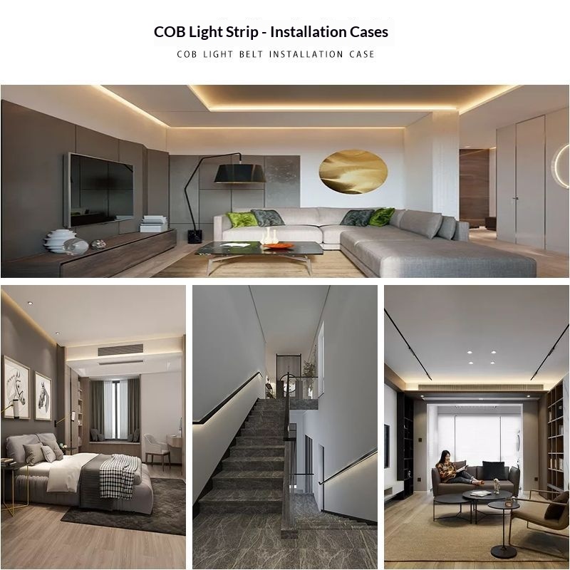 12V/24V LED COB Light Strips High Brightness Magnetic &amp; Sticker Install 5mm/8mm/10mm Widths Under Cabinet Lighting