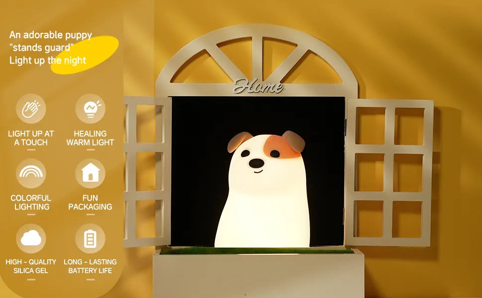 Customized Silicone Lamp Children Colorful Bedside Sleeping Cartoon Animal Puppy Night Light