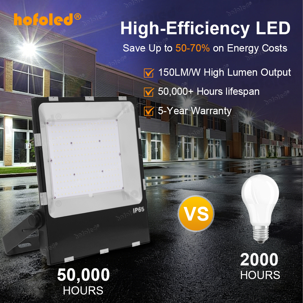 Hofoled 5 Years Warranty Projects IP65 SMD Commercial 50W 100W 150W 200W 300W 400W LED Outdoor Flood Light for Stadium Gym