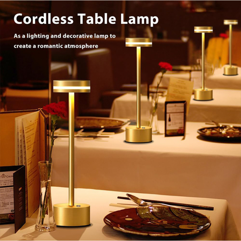 Modern Portable LED Table Lamp Rechargeable Cordless with USB-C Charging Battery Dimmable Touch Sensor Aluminum Bedside Lamp