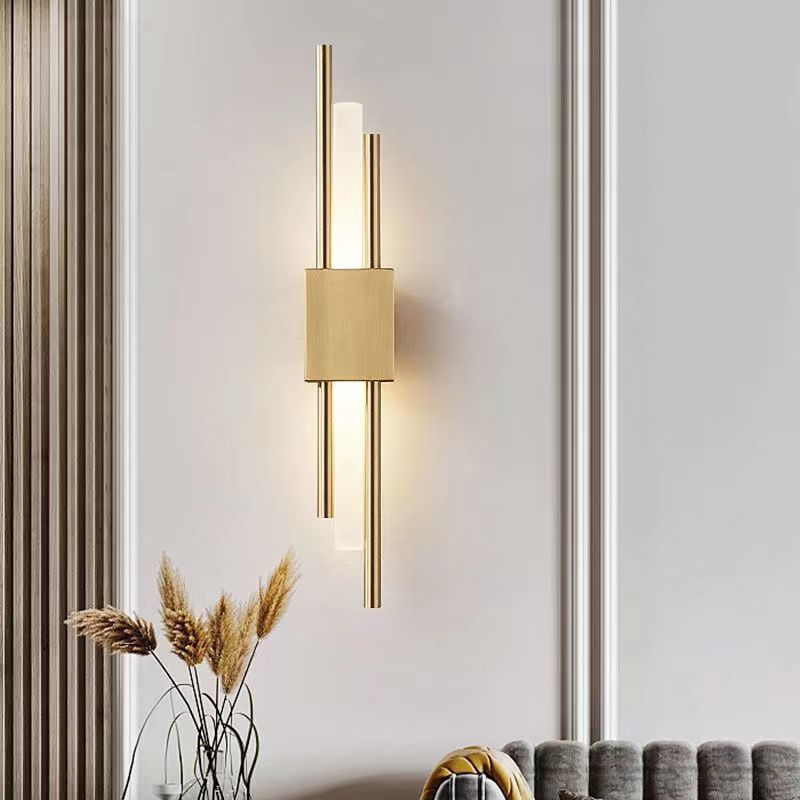 Nordic Gold Modern LED Warm White Iron Acrylic Wall Lamp with Frosted White Shade for Home Office Hotel Bedroom Living Room