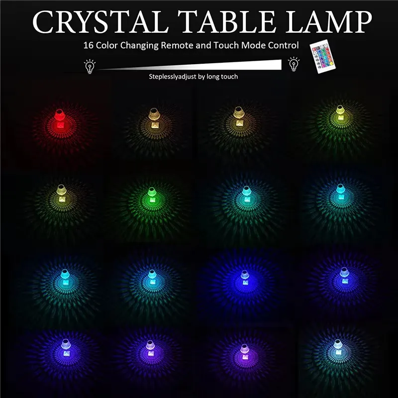 16-Color Touch Crystal Diamond Table Lamp Gallery 1