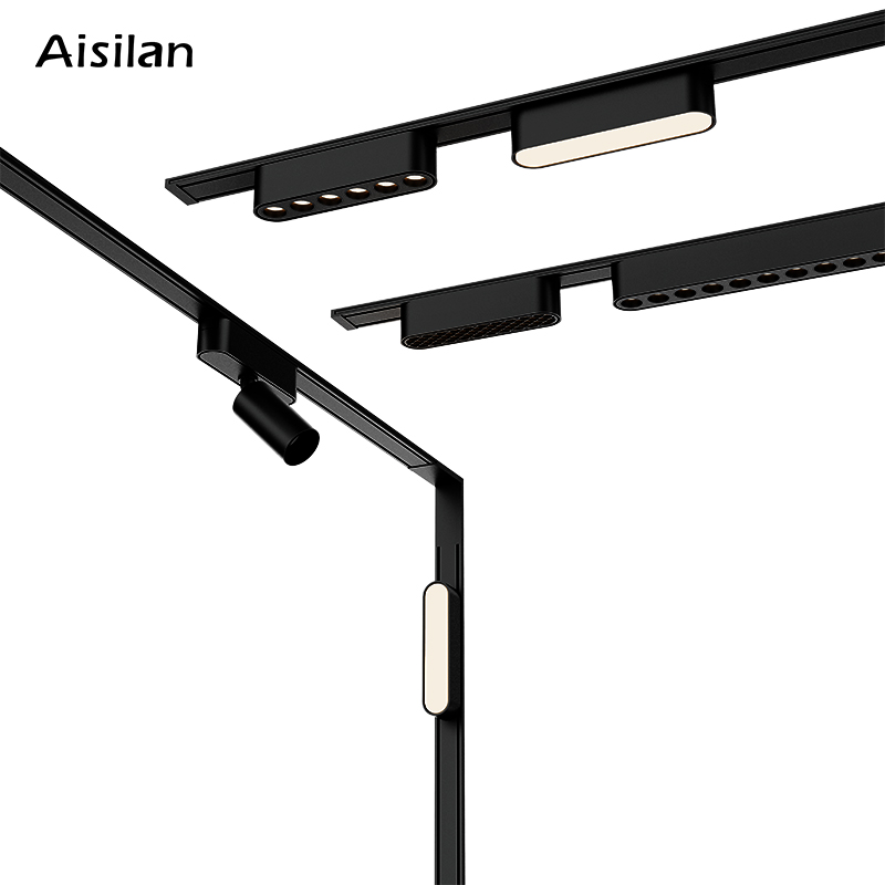 Aisilan ultra Thin Magnetic Track Smart Dimming DC48v Low Voltage Safty Magnetic Track Light Track Lamp