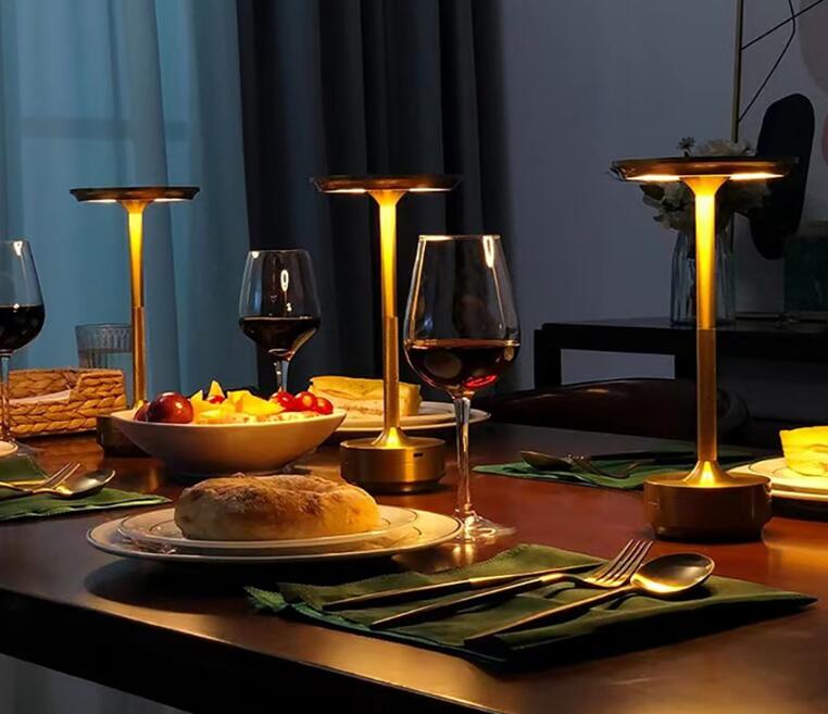 Modern Metal Rechargeable LED Table Lamp Bedroom Bedside Night Light Touch Control Camping Decorative Atmosphere Battery Powered