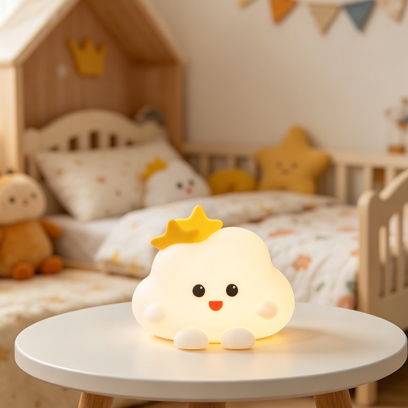 Cute Cloud Silicone Night Light - Rechargeable Tap Control Nursery Lamp with Timer for Kids