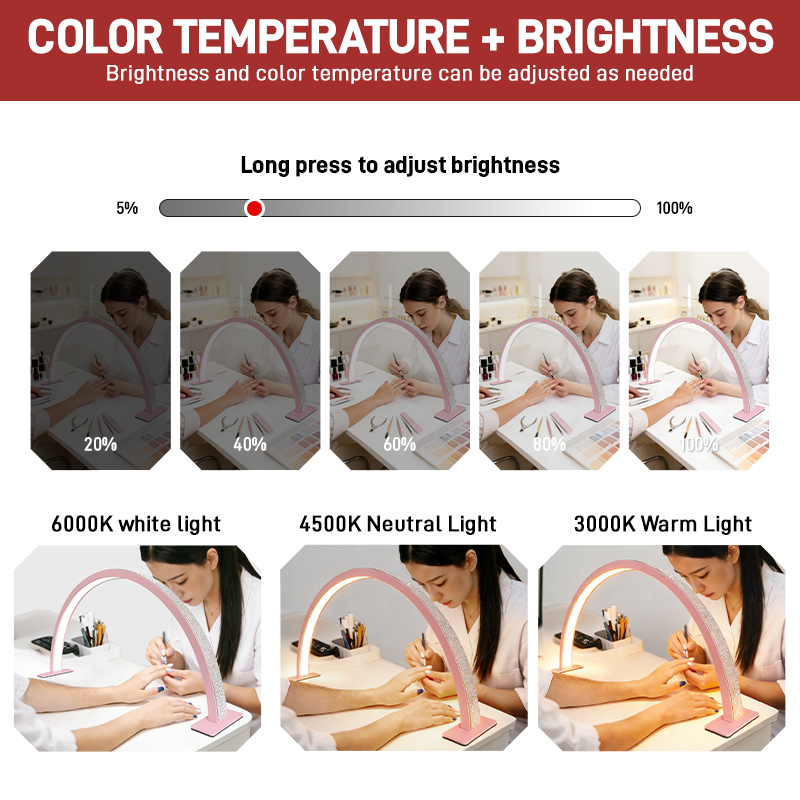 75CM Half Moon Light Desktop Manicure U-shape Shaped LED Eyelash Photography Beauty Nail Lamp for Desk 39W Table Luz Media Luna