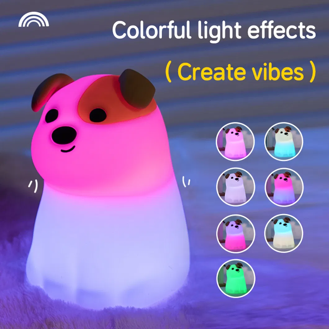 Customized Silicone Lamp Children Colorful Bedside Sleeping Cartoon Animal Puppy Night Light
