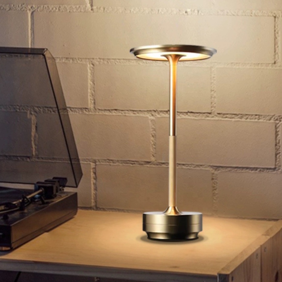 Modern Metal Rechargeable LED Table Lamp Bedroom Bedside Night Light Touch Control Camping Decorative Atmosphere Battery Powered