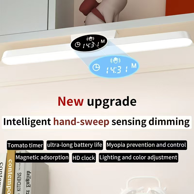 Led Rechargeable Light-emitting Diode 1200mA Clock Desk Lamp Pen Holder Eye-protecting Reading Timer Touch Desk Lamp for Readers