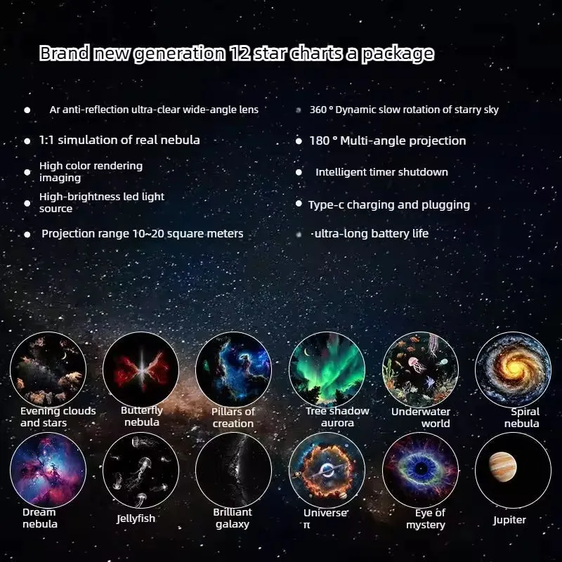 Room Light Baby Ocean with Star Night Lamp USB Decor Christmas Moon Lamp Projector