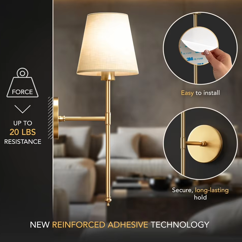 Home Decor Nordic Battery Operated Peel Stick Patented Rechargeable Scone Led Wall Light Sconces Wireless Wall Lamp 3M Sticker