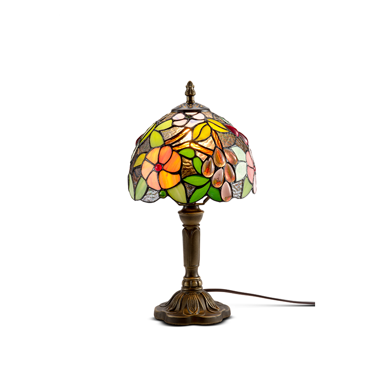 Hot Sale Modern Lamp Oval Stained Glass Lampshade Crystal Antique Table Reading Light for Living Bedside Bedroom Cafe
