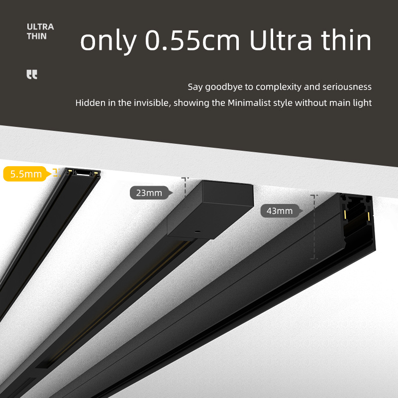 Aisilan ultra Thin Magnetic Track Smart Dimming DC48v Low Voltage Safty Magnetic Track Light Track Lamp