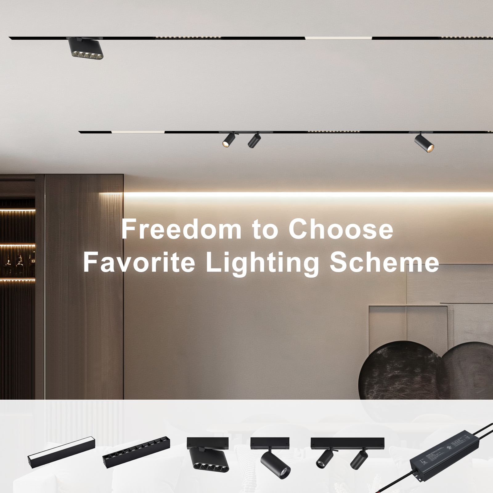 SCON Embedded 3CCT Magnetic Grille LED Track Light, Dimmable Linear Recessed Lighting - Duty-Free Direct to US,