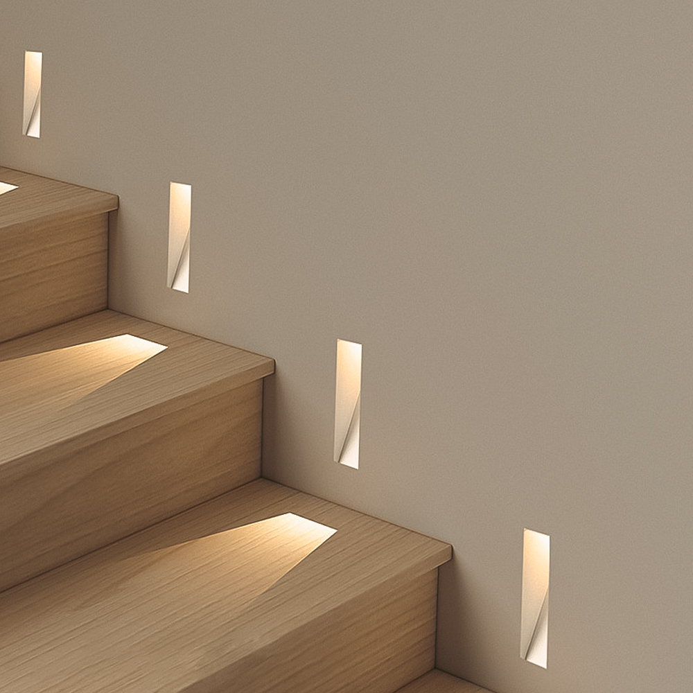SCON Wall Lamp, US Stock Free Shipping &amp; No Tariff | Trimless 2W Recessed Stair Step Light with Custom Night Light for Hotel