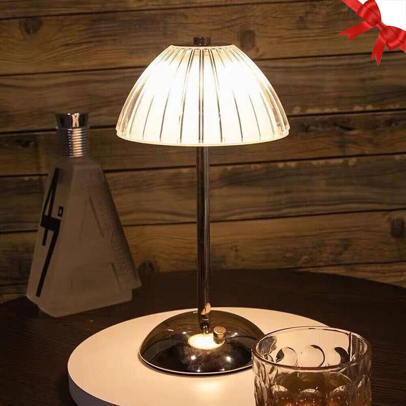 USB Charge 12'' Tall LED Brass Portable Table Lamp Built-in Dimmer Oval Rechargeable Bedside Nightlight for Indoor Outdoor Use